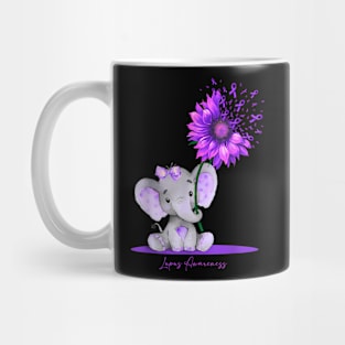 LUPUS AWARENESS Cute Elephant Sunflower Purple Ribbon Mug